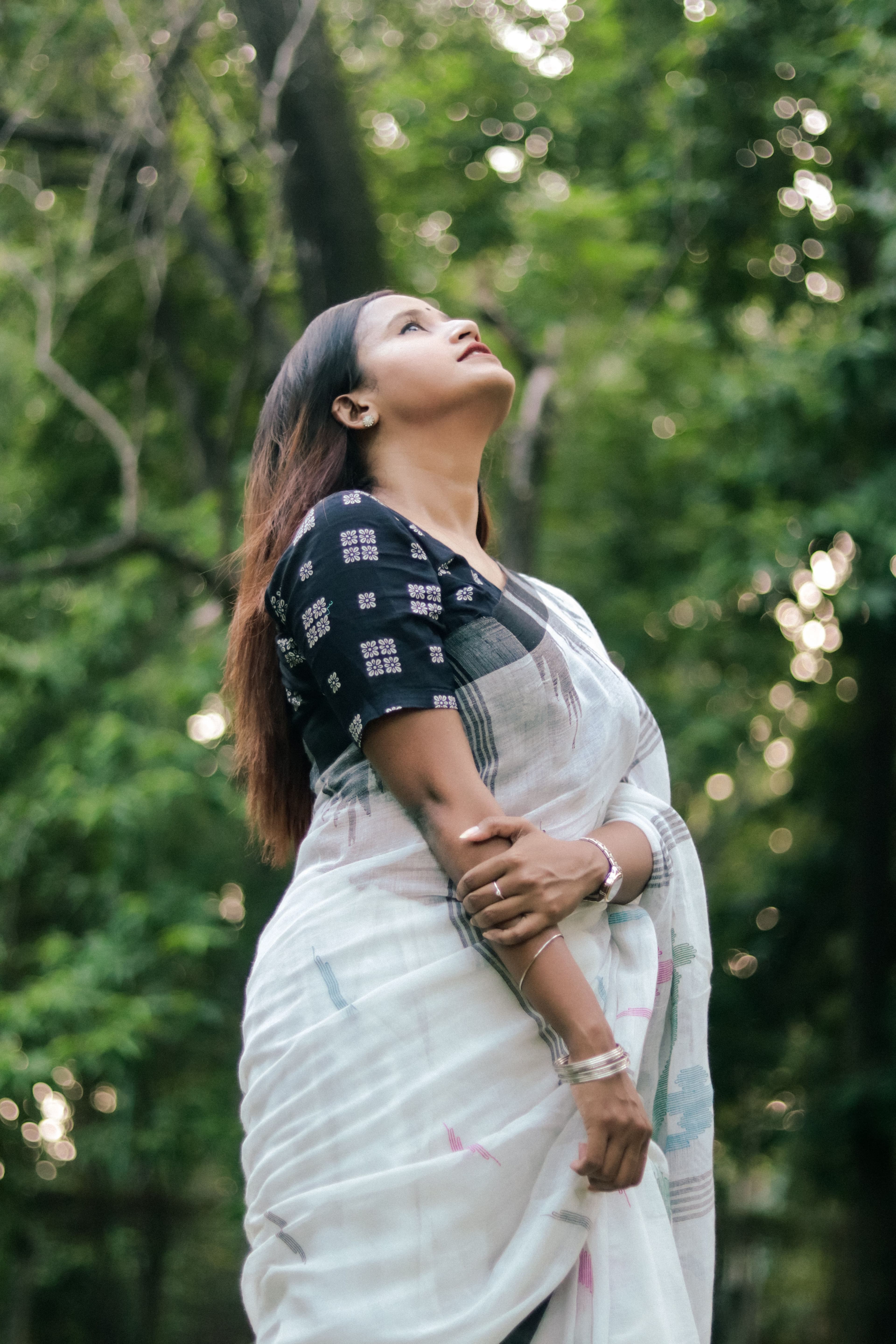 Handloom Cotton Saree — Pastel Pink Check