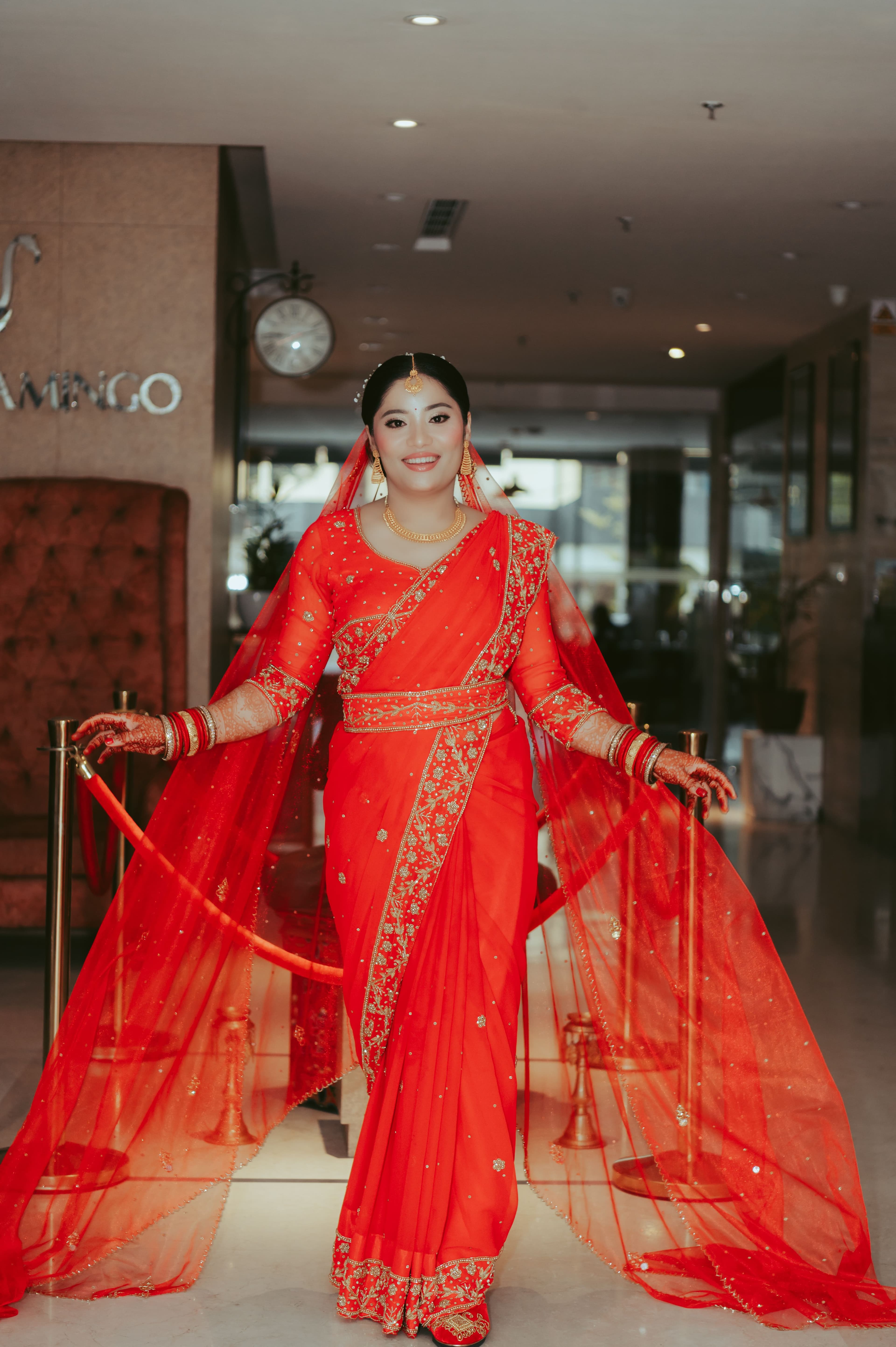 Bridal Silk Saree — Crimson Red Zardozi