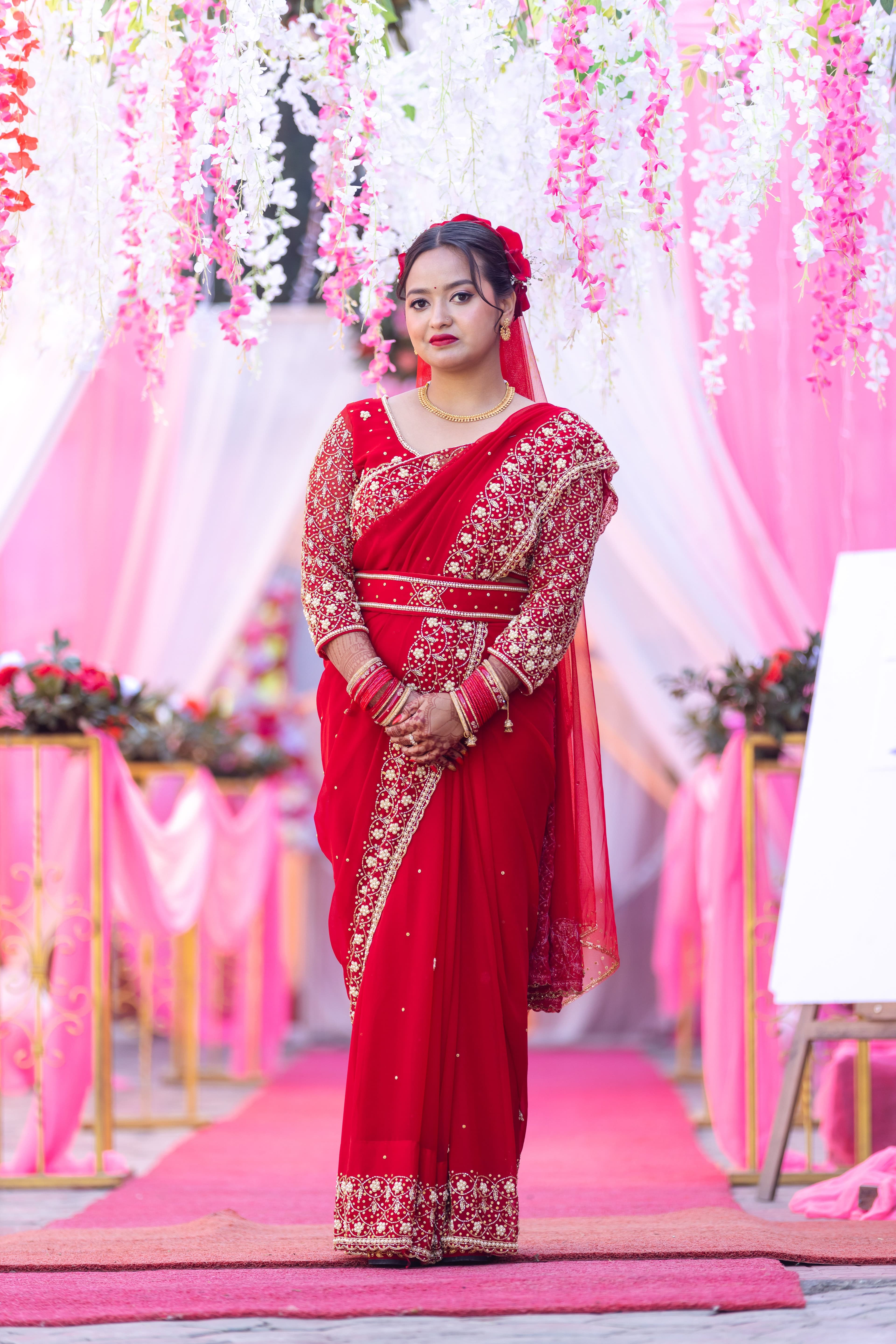 Bridal Silk Saree — Deep Maroon Stone Work