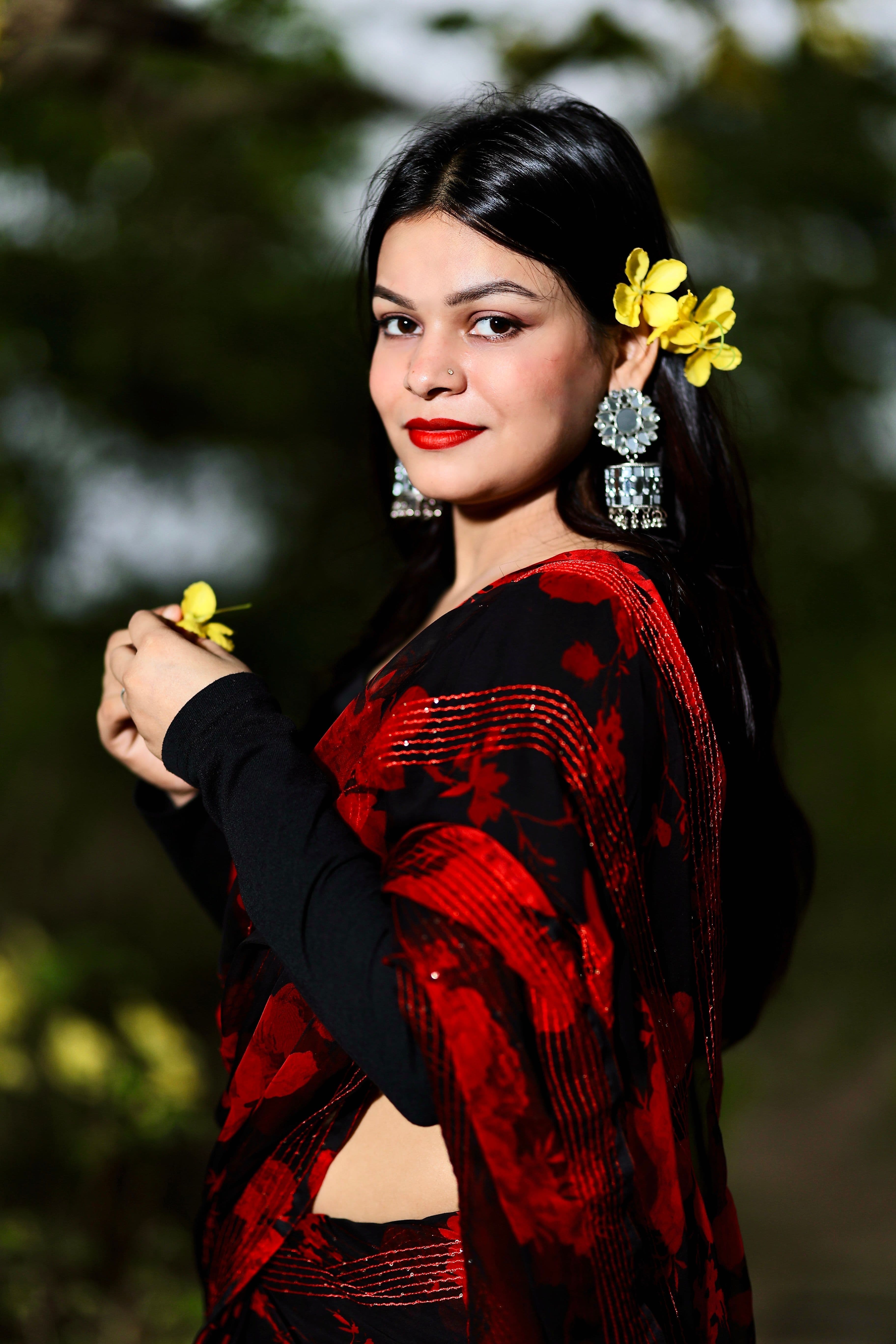 Party Wear Georgette Saree — Royal Purple Shimmer